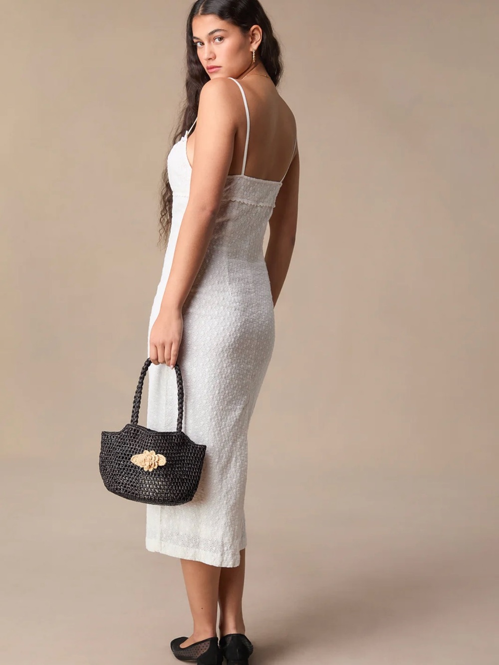 Rouje White Spaghetti-Strap Midi Dress - Picture 5 of 6